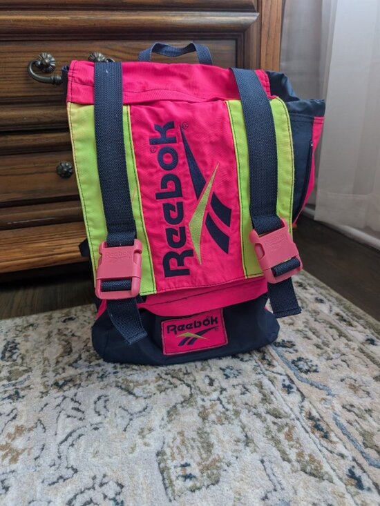 Reebok Vintage 90s Retro Backpack Neon Pink Yellow Blue main image 10